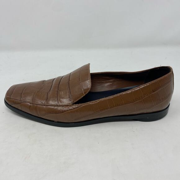 Everlane Brown Crocodile Embossed Leather Loafers Womens Size 7.5 - Picture 2 of 8